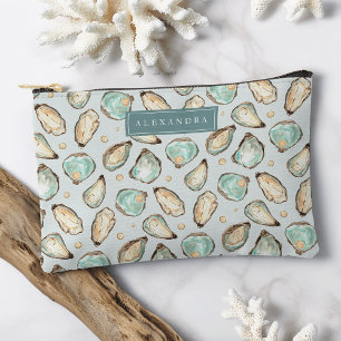 Pochette À Accessoires Aquarelle côtière huître et Motif Pearl