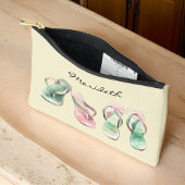 Pochette À Accessoires Aquarelle Couleur rose et vert Flip Flops été