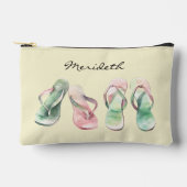 Pochette À Accessoires Aquarelle Couleur rose et vert Flip Flops été (Recto)