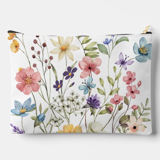 Pochette À Accessoires Aquarelle de fleurs sauvages romantiques (Verso)