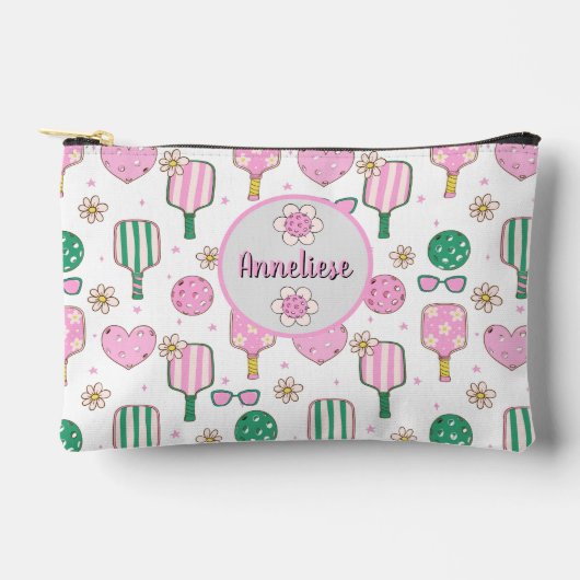 Pochette À Accessoires Aquarelle de Pickleball personnalisée (Recto)