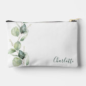 Pochette À Accessoires Aquarelle Eucalyptus Script personnalisé (Verso)