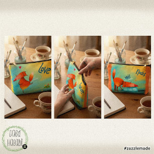 Pochette À Accessoires Aquarelle Faite Main Renard Drôle