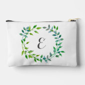 Pochette À Accessoires Aquarelle Feuille verte | Monogramme (Verso)