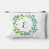 Pochette À Accessoires Aquarelle Feuille verte | Monogramme (Recto)