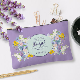 Pochette À Accessoires Aquarelle Fleurs de printemps Bible Verse Personna