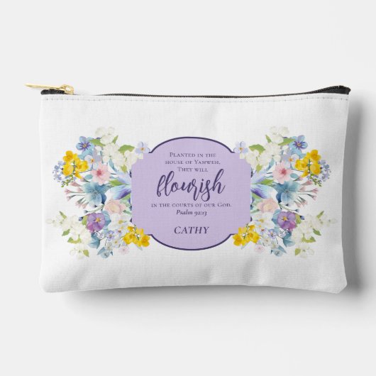 Pochette À Accessoires Aquarelle Fleurs Écriture Verse Personnalisé (Recto)