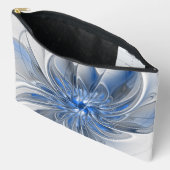 Pochette À Accessoires Aquarelle gris bleu Abstrait Fractal Art Flower (Ouvrir)