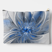 Pochette À Accessoires Aquarelle gris bleu Abstrait Fractal Art Flower (Verso)
