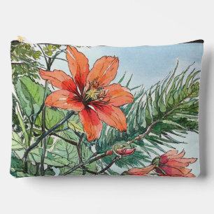 Pochette À Accessoires Aquarelle illustrée Botanique Orange Floral