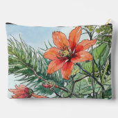 Pochette À Accessoires Aquarelle illustrée Botanique Orange Floral (Verso)