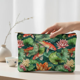 Pochette À Accessoires Aquarelle Koi & Lys d'eau Petites
