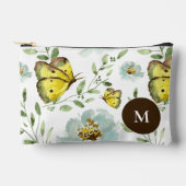 Pochette À Accessoires Aquarelle monogramme jaune Papillon floral (Recto)