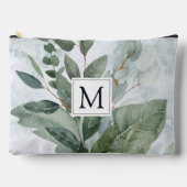 Pochette À Accessoires Aquarelle monogramme Sage rustique Vert (Recto)