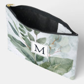 Pochette À Accessoires Aquarelle monogramme Sage rustique Vert (Ouvrir)