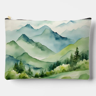 Pochette À Accessoires Aquarelle Montagnes et arbres