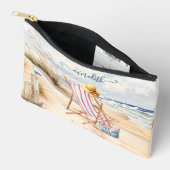 Pochette À Accessoires Aquarelle personnalisée Plage Scène Mongoram Nom (Ouvrir)