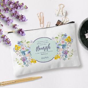 Pochette À Accessoires Aquarelle Printemps Floral Bible Verse Personnalis