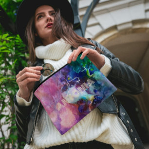 Pochette À Accessoires Aquarelle Rainbow Whimsable Nom personnalisable