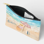 Pochette À Accessoires Aquarelle relaxante Nom de la scène de plage Monog (Ouvrir)