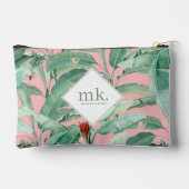 Pochette À Accessoires Aquarelle rose banane tropicale Feuilles Monogramm (Verso)