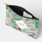 Pochette À Accessoires Aquarelle rose banane tropicale Feuilles Monogramm (Ouvrir)