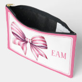 Pochette À Accessoires Aquarelle rose et blanche de la côte Monogramme de (Ouvrir)