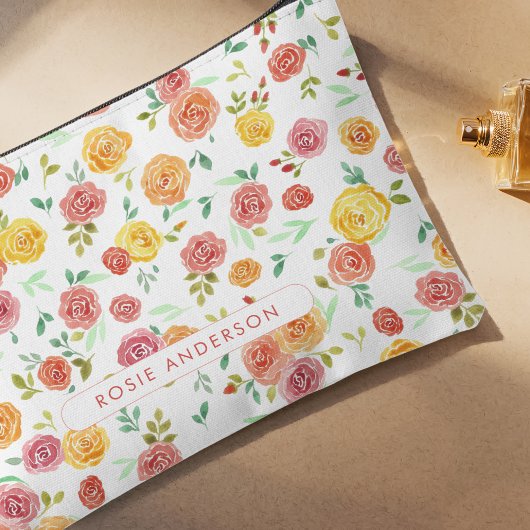 Pochette À Accessoires Aquarelle Roses voyage personnalisé