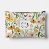 Pochette À Accessoires Aquarelle rustique Fleurs sauvages Ajouter Logo En (Recto)