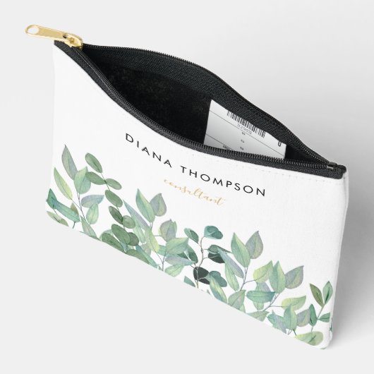 Pochette À Accessoires Aquarelle Verdure Éucalyptus Branches (Ouvrir)