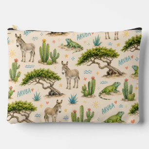 Pochette À Accessoires Arbre divi d'Aruba, âne, iguane, cactus