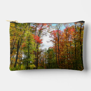 Pochette À Accessoires Arbres d'automne et ciel bleu Photographie de la n