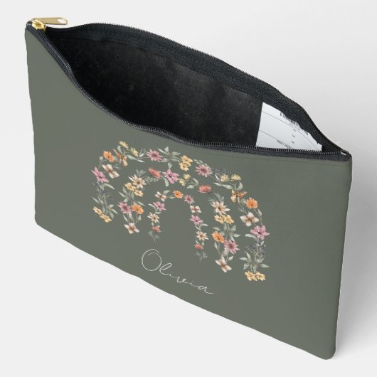 Pochette À Accessoires Arc-en-ciel floral Boho (Ouvrir)