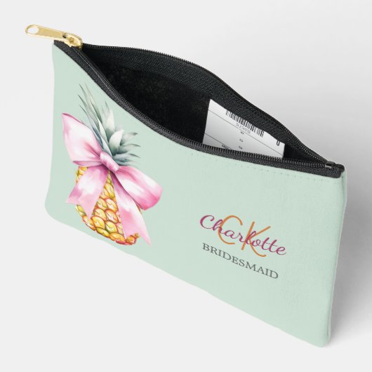 Pochette À Accessoires Arc rose ananas tropical sauge vert bridesmaid (Ouvrir)