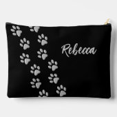 Pochette À Accessoires Arrière - plan noir Silver Dog Paws Motif d'impres (Verso)