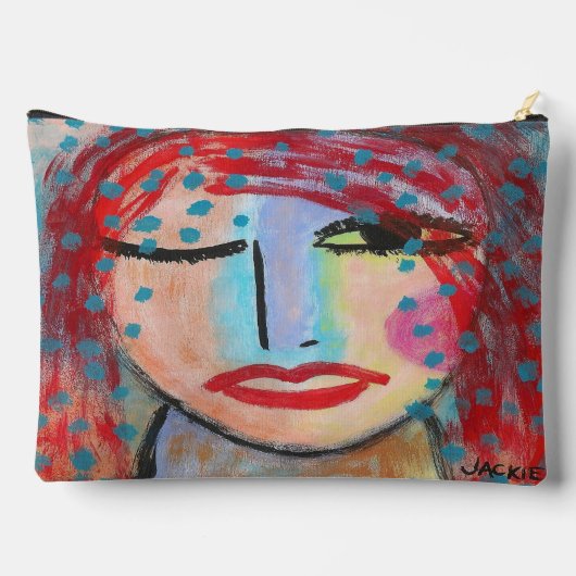 Pochette À Accessoires Art Abstrait Red Head (Verso)