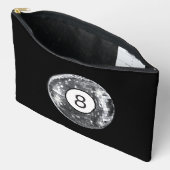 Pochette À Accessoires Art boule disco tendance, noir et argent rétro (Ouvrir)