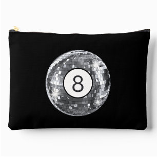 Pochette À Accessoires Art boule disco tendance, rétro noir et argent