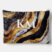 Pochette À Accessoires Art chic en marbre noir girly (Verso)