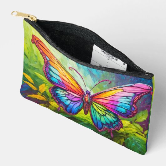 Pochette À Accessoires Art créatif vibrant papillon (Ouvrir)