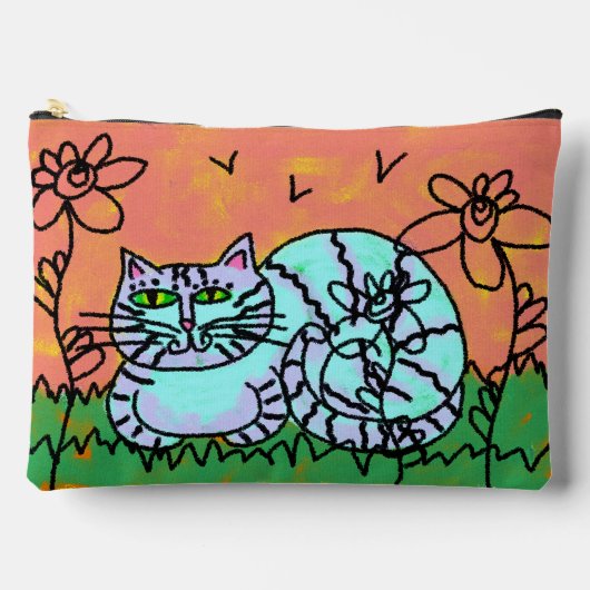 Pochette À Accessoires Art de chat abstrait original (Recto)