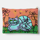Pochette À Accessoires Art de chat abstrait original (Verso)