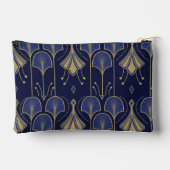 Pochette À Accessoires Art Déco bleu et or élégant (Verso)