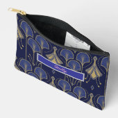 Pochette À Accessoires Art Déco bleu et or élégant (Ouvrir)