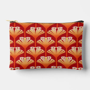 Pochette À Accessoires Art Déco Lily, Tangerine Orange et Or