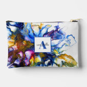 Pochette À Accessoires Art fluide abstrait bleu Agate Nom (Verso)