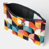 Pochette À Accessoires Art Monogramme rétro coloré, Motif géométrique (Ouvrir)