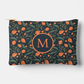 Pochette À Accessoires Art Nouveau Elegant Floral Orange et Marine