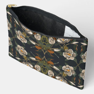 Pochette À Accessoires Art Nouveau Magnolia sur gris foncé