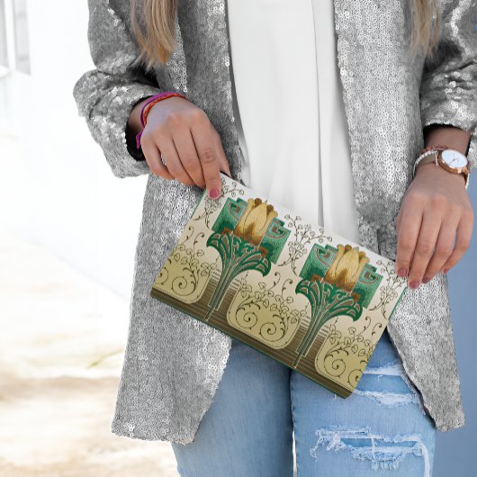 Pochette À Accessoires Art Nouveau Tulipes répétitives Style Motif Mariag